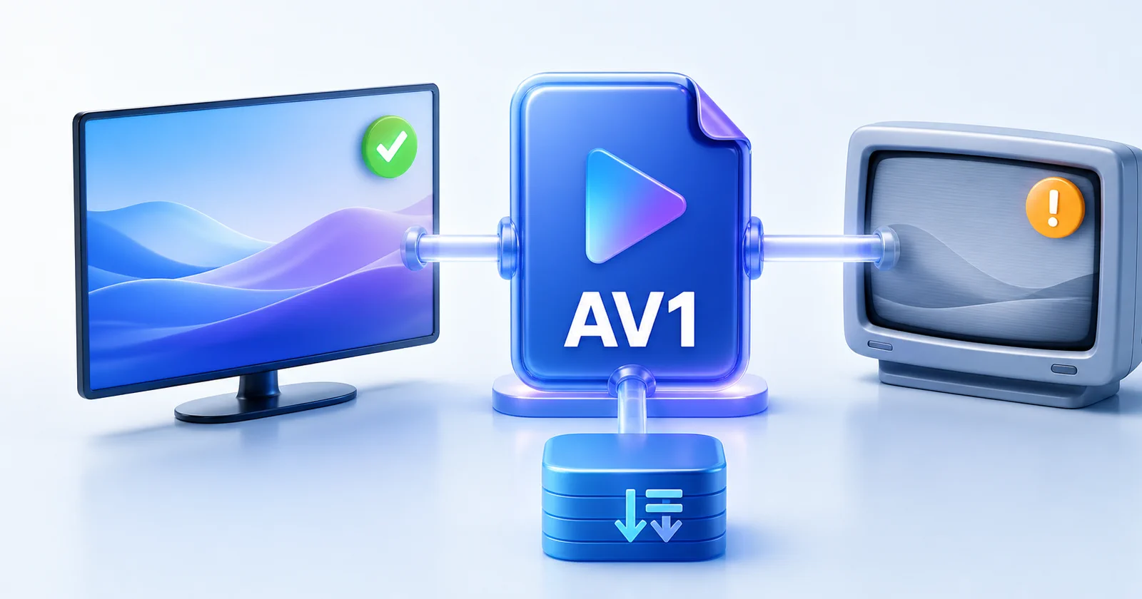 Видеофайл AV1 работает на современном экране, но не поддерживается старым устройством