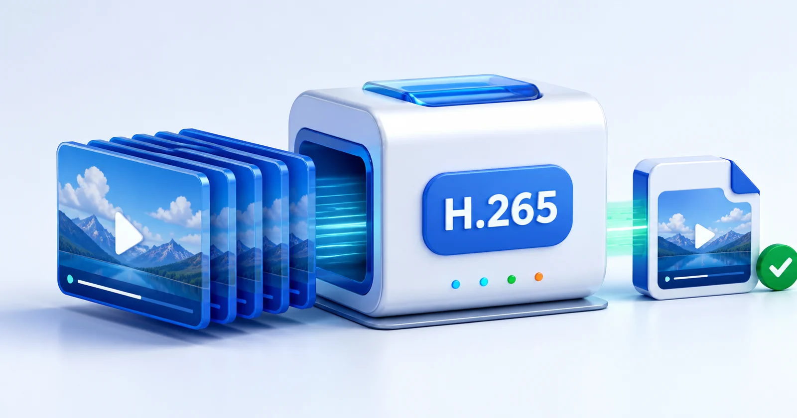Видеокадры проходят через кодек H.265 и превращаются в компактный видеофайл