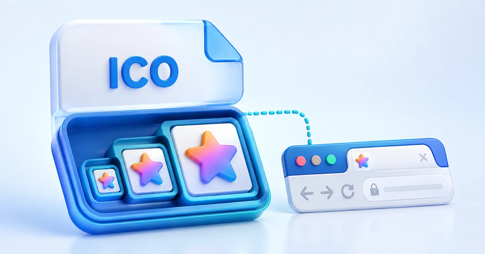 ICO-контейнер хранит три размера одной иконки для системы и favicon сайта
